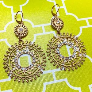 Metal Filigree Round Disc Drop Earrings